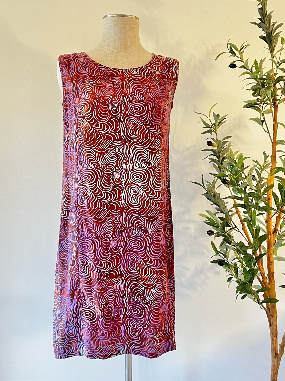 Vintage Sleeveless tie dye  swirl Patterned Shift Dress
